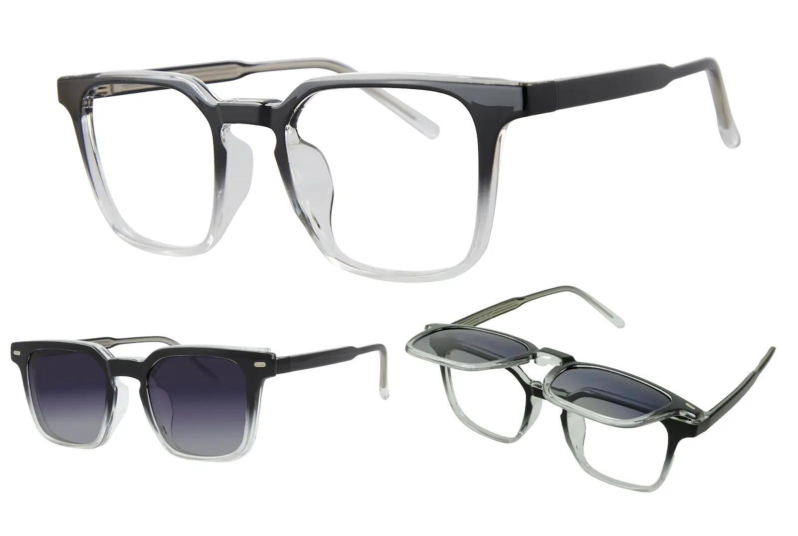 Airmag Afp542 1 AirMag AFP542 C2 - Black / Clear - Polarized Grey Gradient Sun Flip-Up Clip-On