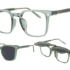 AirMag AFP542 C3 - Green / Crystal - Polarized Grey Sun Flip-Up Clip-On
