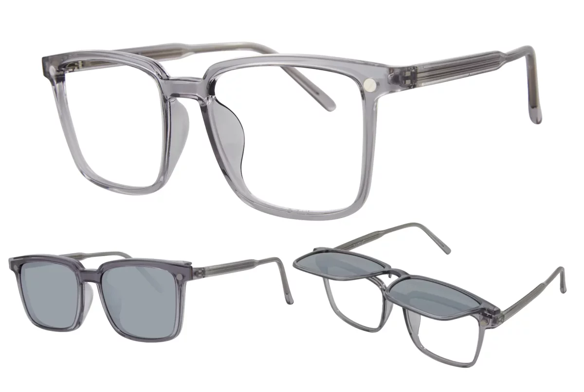 AirMag AFP546 C2 - Black - Polarized Grey Mirror Sun Flip-Up Clip-On