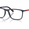 Prada Linea Rossa PS 03QV MAG1O1 - Matte Blue eyeglasses angle view